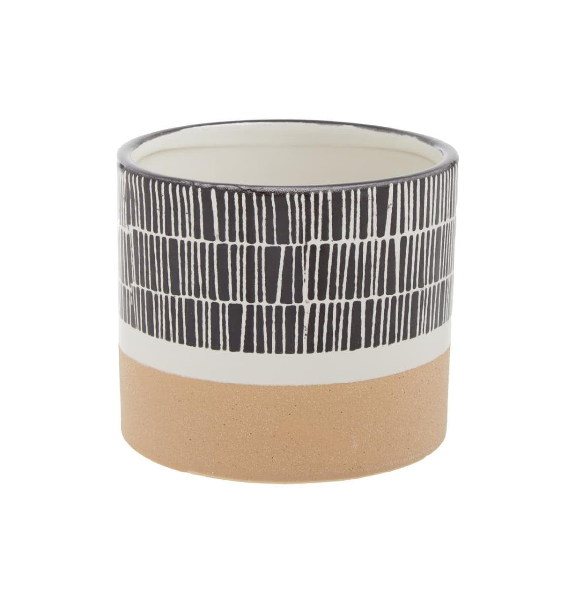 Jada Striped Monochrome Ceramic Planter (D15cm)