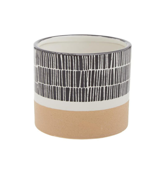 Jada Striped Monochrome Ceramic Planter (D15cm)