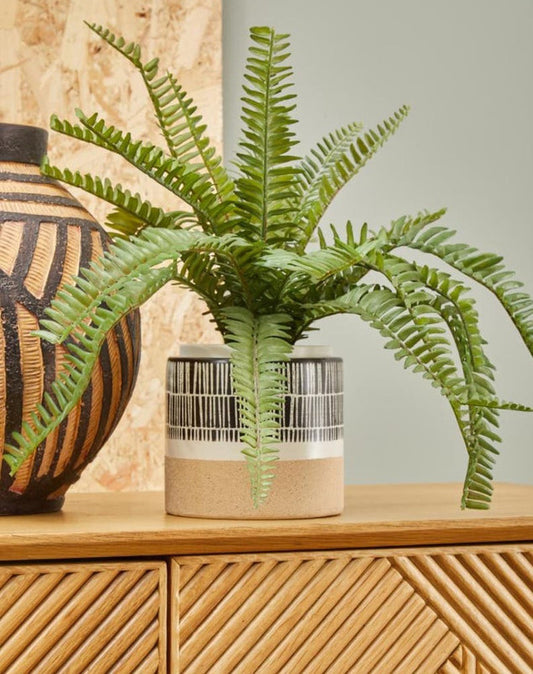 Jada Striped Monochrome Ceramic Planter (D15cm)