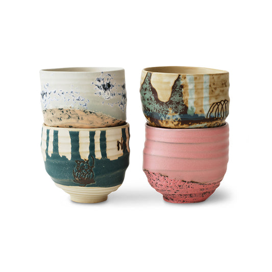 Artist ceramics: coffee mugs (Set of 4) D8cm