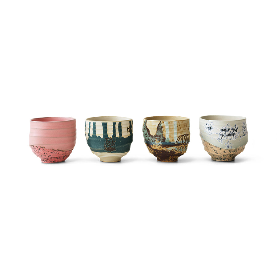Artist ceramics: coffee mugs (Set of 4) D8cm