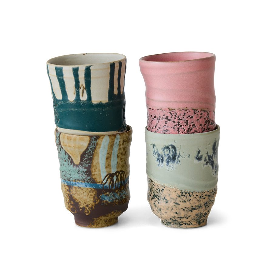 Artist ceramics: coffee mugs (Set of 4) D7.2cm
