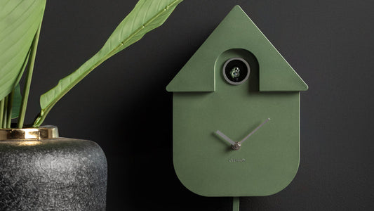 Modern Cuckoo Metallic Wall Clock (Jungle Green)