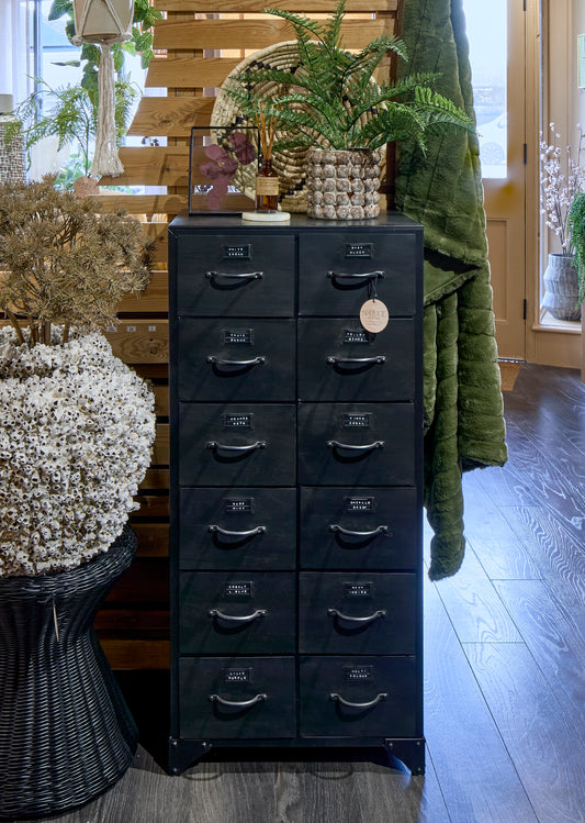 Iron 12 Drawer Tall Chest