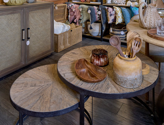 Reclaimed Oak Coffee Table (Nest of 2) D80cm